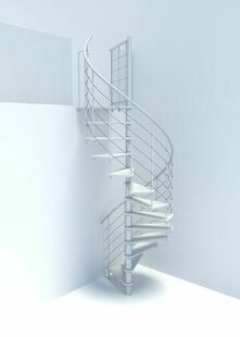 Escalier hlicodal VENEZIA SMART acier blanc marches htre laqu blanc - 160 cm - Gedimat.fr