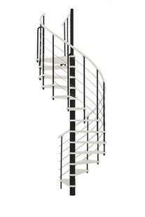 Escalier hlicodal VENEZIA acier noir marches htre laqu blanc - 160 cm - Gedimat.fr