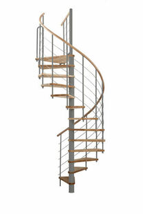 Escalier hlicodal VENEZIA acier gris marches htre - 160 cm - Gedimat.fr