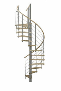 Escalier hlicodal VENEZIA acier gris marches chne - 160 cm - Gedimat.fr