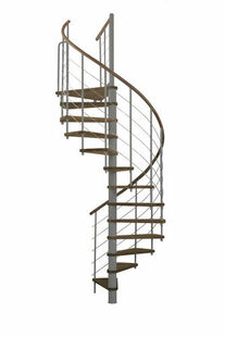 Escalier hlicodal VENEZIA acier gris marches htre teint noyer - 160 cm - Gedimat.fr
