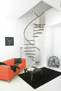 Escalier hlicodal VENEZIA acier blanc marches htre teint noyer - 160 cm - Gedimat.fr