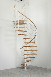 Escalier hlicodal VENEZIA acier blanc marches htre laqu blanc - 160 cm - Gedimat.fr