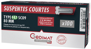 Suspente courte GEDIMAT PERFORMANCE PRO - L.80 mm F47 - bote de 100 pices - Gedimat.fr