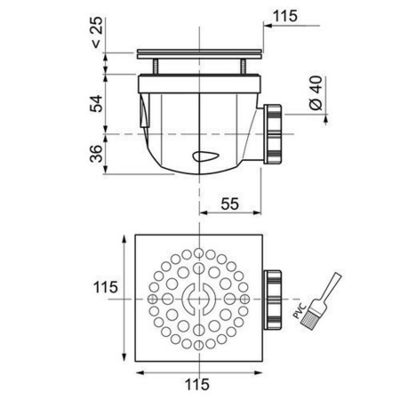 Grille carré en inox brossé TWISTO pour receveur diam.90mm - Gedimat.fr