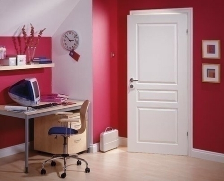 Bloc-porte alvéolaire postformé RENNES prépeint blanc à chant droit huisserie Créaconfort 73x55mm droit poussant - 204x83cm - serrure PDDT - Gedimat.fr