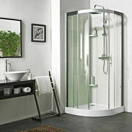 Cabine 1/4 rond non hydro JADE portes coulissantes haut.2,21m long.90cm acier - Gedimat.fr