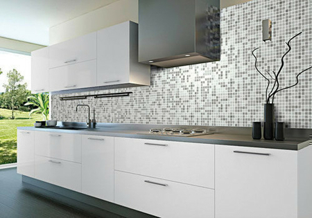 Emaux de verre de 2,5x2,5cm pour mur et piscine MAJESTIC sur trame de 31,1x46,7cm coloris grey - Gedimat.fr