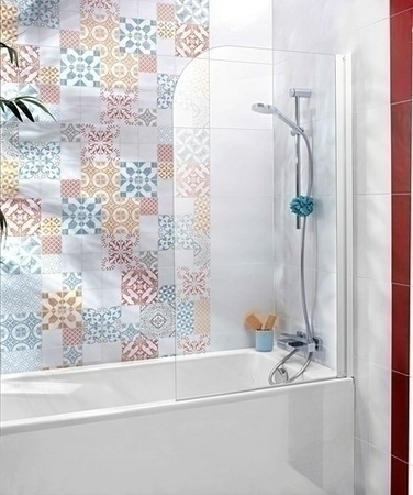 Ecran de baignoire 1 volet TALLY haut.140cm larg.80cm verre transparent - Gedimat.fr