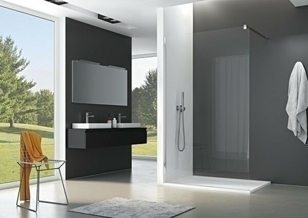Paroi fixe WALK IN EASY haut.200cm long.100cm profilés poli brillant verre transparent - Gedimat.fr
