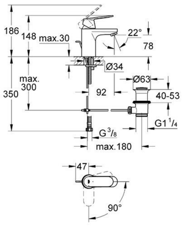 Mitigeur de lavabo taille S Eurosmart Cosmopolitan GROHE chromé - Gedimat.fr