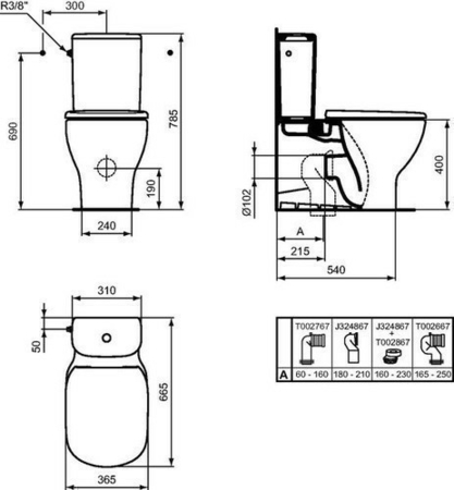 Pack WC haut.78,5 cm P 66,5 cm long. 31 cm TESI - Gedimat.fr