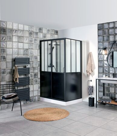 Cabine de douche rectangulaire ARTELO Long. 120cm Haut.220cm Larg.90cm Coloris noir - Gedimat.fr