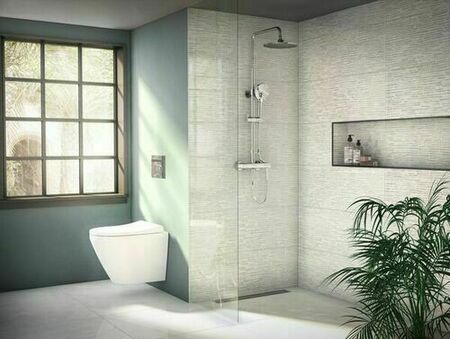 Colonne de douche thermostatique AQUAHEAT JOY 220 Aquaheat Joy 220 pomme de tête pluie ronde en plastique D220 mm, débit 14 l/min, colonne en acier inox chromé, flex.de douche gaine lisse 1750 mm (anti-torsion) douchette avec 3 jets Aquaspray, Aquamassage, Aquasoft, Ø120mm, débit 12 l/min. Pomme de - Gedimat.fr