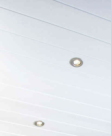 Lambris PVC SPECIAL GRANDE LONGUEUR 2 FRISES EXATOP BLANC ép.8 mm Larg.375m Long.4m Blanc brut - Gedimat.fr