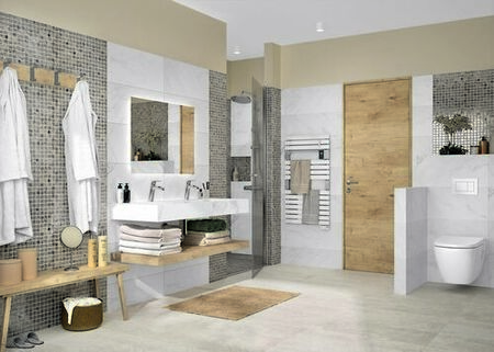 Plan de toilette MATRIX finition bois Long.120cm Prof.47cm - Gedimat.fr