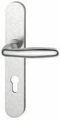 Ensemble de poignées de porte VERONA sur plaque aluminium finition anodisé ton argent avec trou de clé - Quincaillerie de portes - Quincaillerie - GEDIMAT