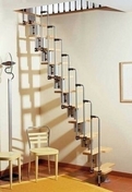 Escalier droit KARINA en acier plastifié gris haut.2,28/2,82m marches en bois (hêtre) clair finition verni - Escaliers - Menuiserie & Aménagement - GEDIMAT