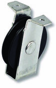 Poulie  chape  patte acier zingu D.galet 25mm - charge de travail 10kg - Chaines - Cordes - Arrimages - Quincaillerie - GEDIMAT