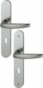 Ensemble de poignes sur plaques ATLANTA aluminium finition aspect inox cl L 38-47mm - Quincaillerie de portes - Menuiserie & Amnagement - GEDIMAT