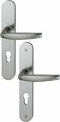 Ensemble de poignes sur plaques ATLANTA aluminium finition aspect inox cl I 38-47mm - Quincaillerie de portes - Menuiserie & Amnagement - GEDIMAT