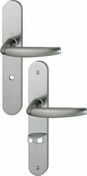 Ensemble de poignes sur plaques ATLANTA aluminium finition aspect inox  condamnation 38-47mm - Quincaillerie de portes - Quincaillerie - GEDIMAT