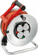 Enrouleur électrique Silver S 25m de câble H07RN-F 3G1,5 avec 4 prises à clapet (IP44, Cablepilot, câble rouge), Fabrication Française - Rallonges - Enrouleurs - Electricité & Eclairage - GEDIMAT