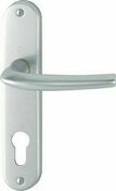 Ensemble de poignes sur plaque SAN DIEGO aluminium finition argent cl I 40-46mm - Quincaillerie de portes - Menuiserie & Amnagement - GEDIMAT
