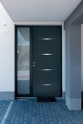 Porte d'entrée acier PANTHERE laqué gris gauche poussant - 215x90cm - Portes d'entrée - Menuiserie & Aménagement - GEDIMAT