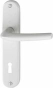 Ensemble de poignées de porte SAN DIEGO sur plaques en aluminium finition blanc avec trou de serrure - 165mm - Quincaillerie de portes - Quincaillerie - GEDIMAT