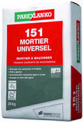 Mortier UNIVERSEL 151 - sac de 25kg - Ciments - Chaux - Mortiers - Matériaux & Construction - GEDIMAT