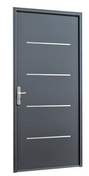 Porte d'entrée acier SAORI laqué gris gauche poussant - 215x90cm - Portes d'entrée - Menuiserie & Aménagement - GEDIMAT