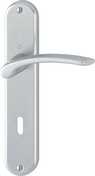 Ensemble de poignées de porte IBIZA sur plaque en aluminium finition chromée satinée avec trou de clé - Quincaillerie de portes - Menuiserie & Aménagement - GEDIMAT