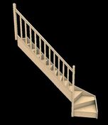 Escalier 1/4 tournant gauche en sapin avec rampe à balustres bois - ajustable en hauteur de 2,68 à 2,76 m - Escaliers - Menuiserie & Aménagement - GEDIMAT