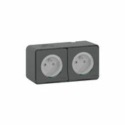 Double Prise 2p+t prcble horizontal MUREVA STYL gris - Interrupteurs - Prises - Electricit & Eclairage - GEDIMAT