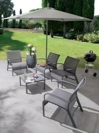 Salon LINEA lounge 4 fauteuils et 1 table basse colori grey bne - Salons de jardin - Plein air & Loisirs - GEDIMAT