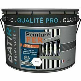 Peinture fer direct sur rouille BATIR brillant blanc - pot de 10l - Peintures fer - Peinture & Droguerie - GEDIMAT