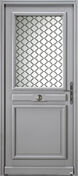 Porte d'entrée bois exotique MERIDA lasuré gris satiné dormant 45 mm - 215 x 90 cm - gauche poussant - Portes d'entrée - Menuiserie & Aménagement - GEDIMAT