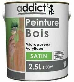 Peinture bois satine acrylique ADDICT blanc - pot de 2,5l - Peintures bois microporeuse - Amnagements extrieurs - GEDIMAT