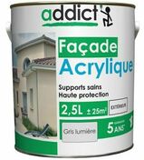 Peinture façade acrylique ADDICT gris lumière - pot de 2,5l - Peintures - Peinture & Droguerie - GEDIMAT