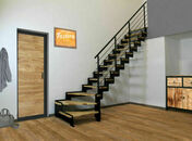 Escalier 1/4 tournant  double crmaillre en acier noir sabl marches en frne verni - 2.75m - Escaliers - Menuiserie & Amnagement - GEDIMAT