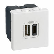 Prise double USB type A+type C MOSAIC 2 modules blanc 3A 15W - Interrupteurs - Prises - Electricit & Eclairage - GEDIMAT