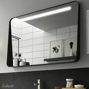 Miroir LED APOLO avec bord en finition noir mat - 100x70x11cm - Salle de bains noir et blanc - Tendances Noir et Blanc - Gedimat.fr