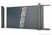 Portail coulissant VOGUE alu dcor design gris anthracite structur - h.1,66 x l.4 m - Portails - Barrires - Menuiserie & Amnagement - GEDIMAT
