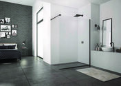 Paroi de douche fixe EASY verre 8mm transparent avec profilés noirs mat - 200x80cm - Portes - Parois de douche - Salle de Bains & Sanitaire - GEDIMAT