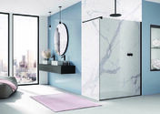 Paroi de douche fixe EASY verre 8mm parsol gris avec profils noirs mats - 200x100cm - Portes - Parois de douche - Salle de Bains & Sanitaire - GEDIMAT
