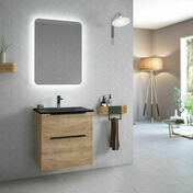 Ensemble meuble ESTATE chne naturel + plan vasque rsine noire - 45x60x60cm - Meubles de salles de bains - Salle de Bains & Sanitaire - GEDIMAT
