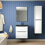 Ensemble meuble ESTATE blanc brillant + plan rsine noire - 45x60x60cm - Meubles de salles de bains - Salle de Bains & Sanitaire - GEDIMAT