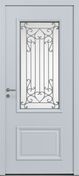 Porte d'entre alu CORMELLES vitre gris satin /blanc dormant 77 mm - 215 x 90 cm - gauche poussant - Portes d'entre - Menuiserie & Amnagement - GEDIMAT
