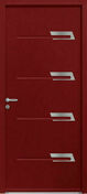 Porte d'entre acier SAYA relief rouge 3004 textur vitre gauche poussant - 215x90cm - Portes d'entre - Menuiserie & Amnagement - GEDIMAT